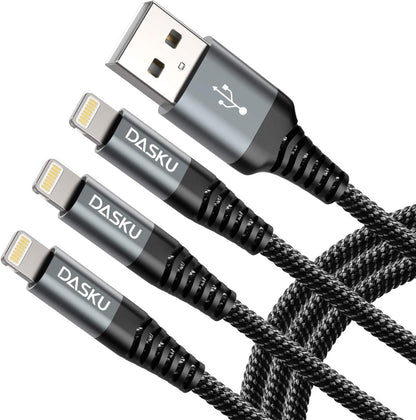 Ultra-Long 10Ft MFi Certified iPhone Charger Cable - 3 Pack Braided Lightning Cords for All iPhone Models & iPad