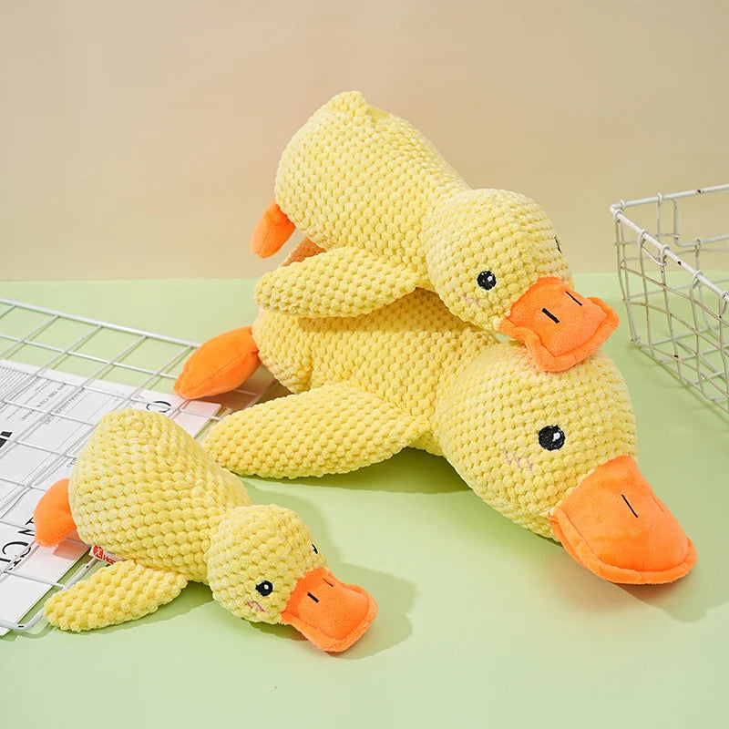 Bite-Resistant Plush Cartoon Yellow Duck Dog Toy - Perfect Sound-Relief Companion for Dogs of All Sizes!