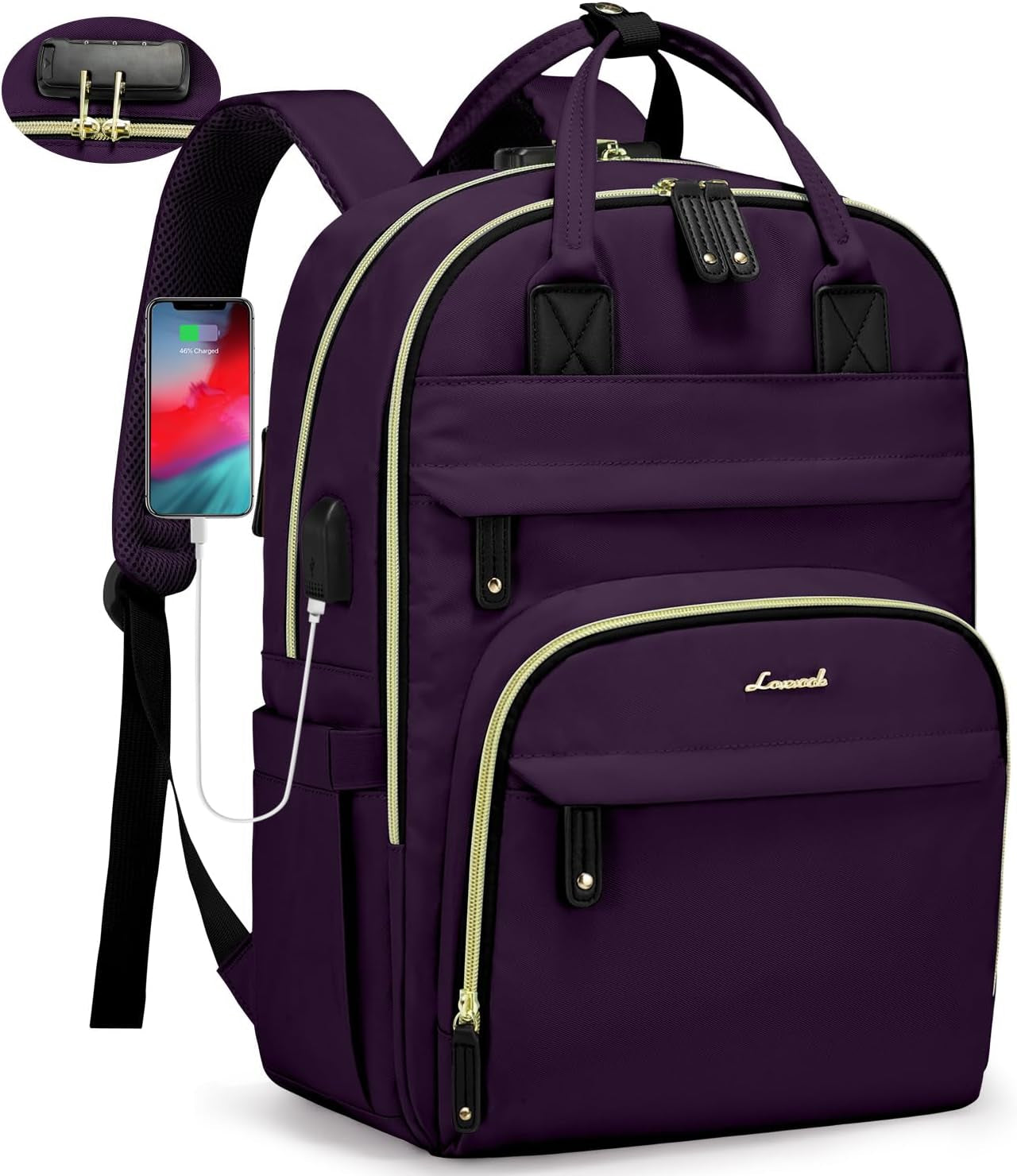 LOVEVOOK Anti-Theft Laptop Backpack - Stylish & Functional for Work, Travel, and Adventures - Fits 15.6" Laptops - Unisex Grey Design