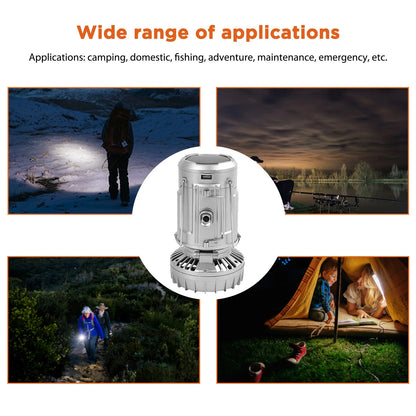 Ultimate Solar Rechargeable LED Lantern Fan - 1500mAh Waterproof, Foldable & Portable for Camping and Hiking Adventures