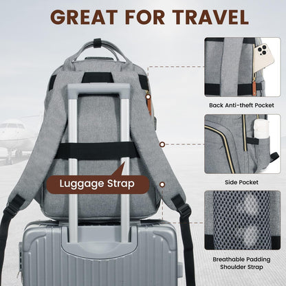 LOVEVOOK Anti-Theft Laptop Backpack - Stylish & Functional for Work, Travel, and Adventures - Fits 15.6" Laptops - Unisex Grey Design