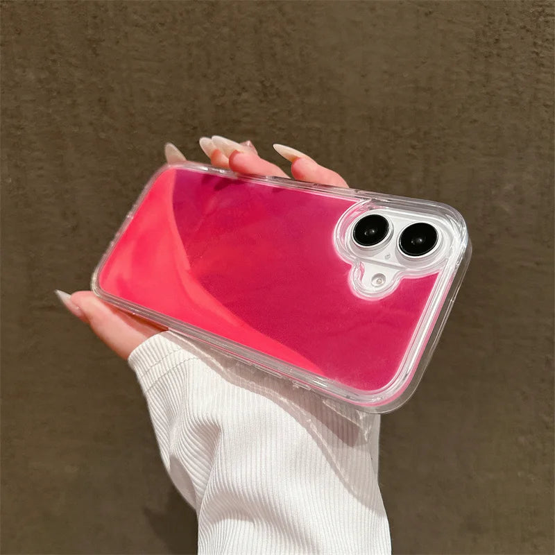 Luminous Quicksand Glitter Liquid Phone Case for iPhone 13-16 Pro Max - Dark Glow Shell for Trendy Girls