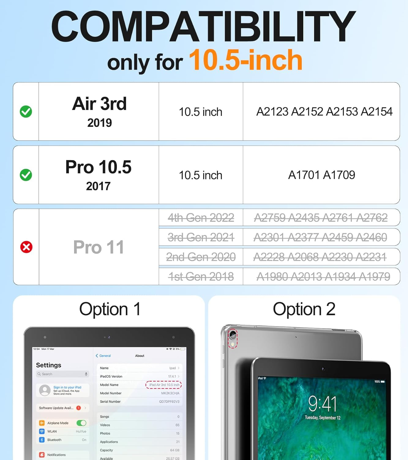 BATYUE Rugged Heavy-Duty Protective Case for iPad Pro 10.5 (2017) and iPad Air 3 (2019) with Pencil Holder, 360° Swivel Stand, and Shoulder Strap - Navy Blue and Blue