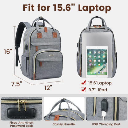 LOVEVOOK Anti-Theft Laptop Backpack - Stylish & Functional for Work, Travel, and Adventures - Fits 15.6" Laptops - Unisex Grey Design