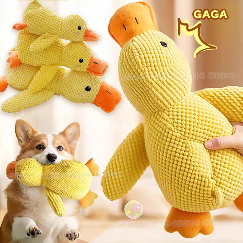 Bite-Resistant Plush Cartoon Yellow Duck Dog Toy - Perfect Sound-Relief Companion for Dogs of All Sizes!