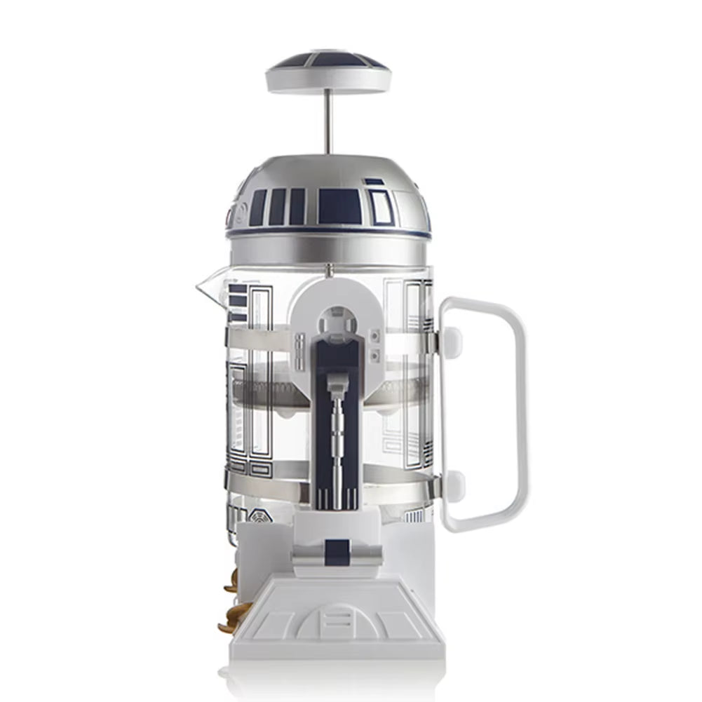 Mocha Star Robot Design French Press Coffee Maker - Hand-Cranked, 24cm High for Perfect Brews