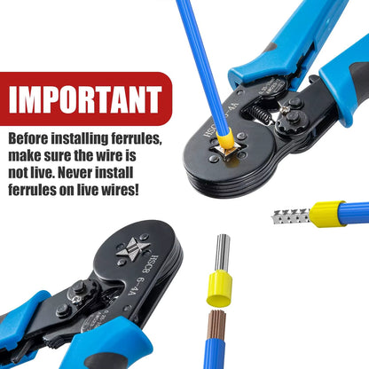 Ultimate Ferrule Crimping Tool Kit - 1250PCS Wire Ferrules & Self-Adjustable Ratchet Crimper Set for Professional Results