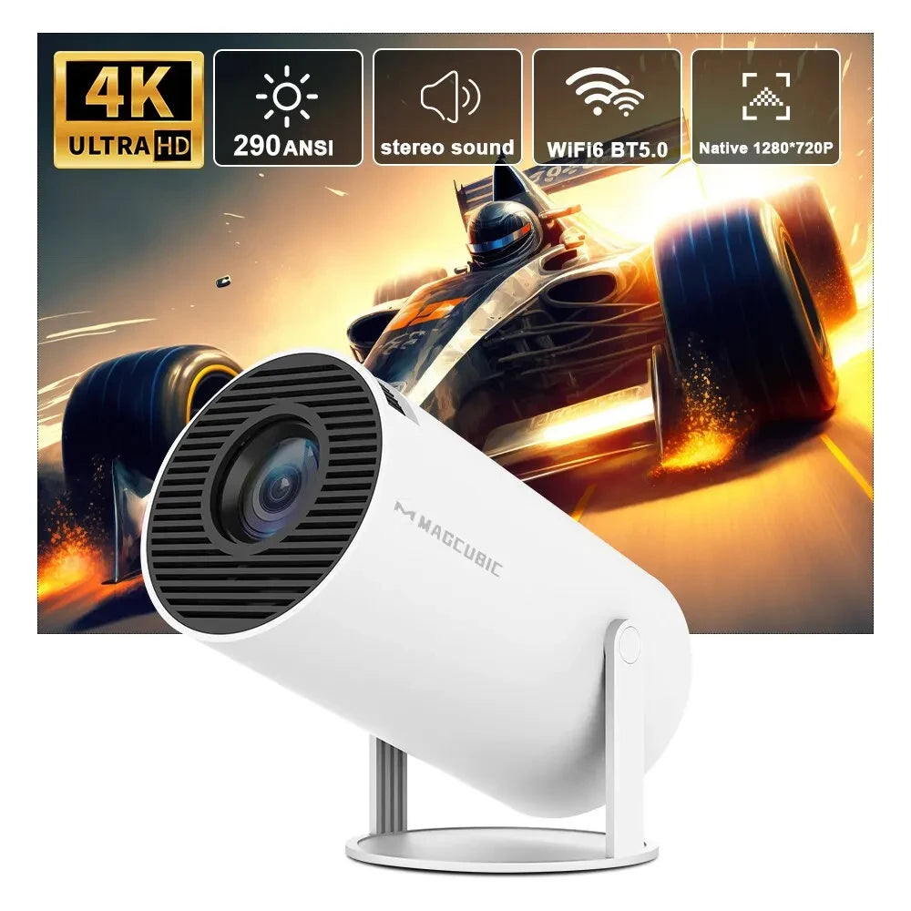 Magcubic HY300 Pro 4K Projector with Android 11, Dual WiFi 6, 290 ANSI Lumens, Allwinner H713, Bluetooth 5.0, 1080P, and 1280x720 Resolution for Home and Outdoor Cinema