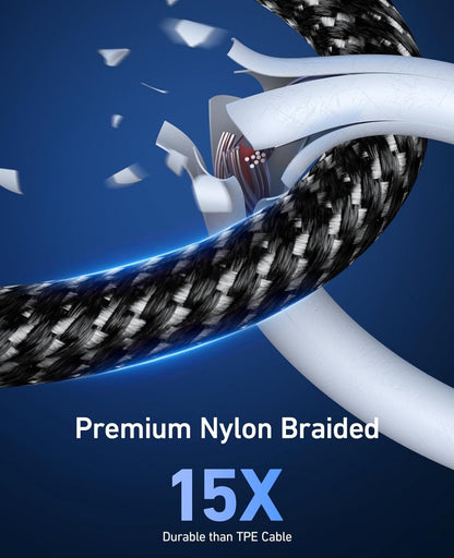 Ultra-Long 10Ft MFi Certified iPhone Charger Cable - 3 Pack Braided Lightning Cords for All iPhone Models & iPad