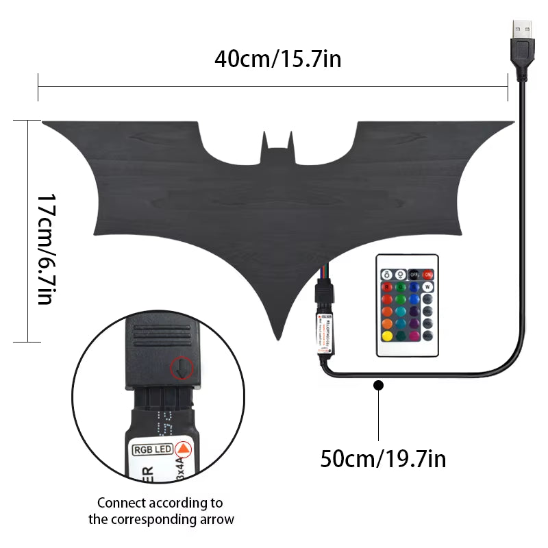 Elevate Your Home Decor with the 3D RGB Bat Wall Lamp - Remote-Controlled LED Light for Any Room!