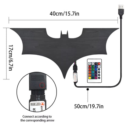 Elevate Your Home Decor with the 3D RGB Bat Wall Lamp - Remote-Controlled LED Light for Any Room!