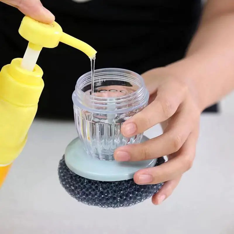 Effortless Dish Cleaning: Revolutionary Soap Dispensing Palm Brush with Built-in Dispenser!