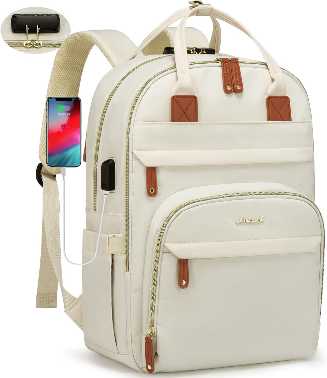 LOVEVOOK Anti-Theft Laptop Backpack - Stylish & Functional for Work, Travel, and Adventures - Fits 15.6" Laptops - Unisex Grey Design