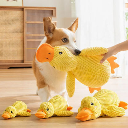 Bite-Resistant Plush Cartoon Yellow Duck Dog Toy - Perfect Sound-Relief Companion for Dogs of All Sizes!