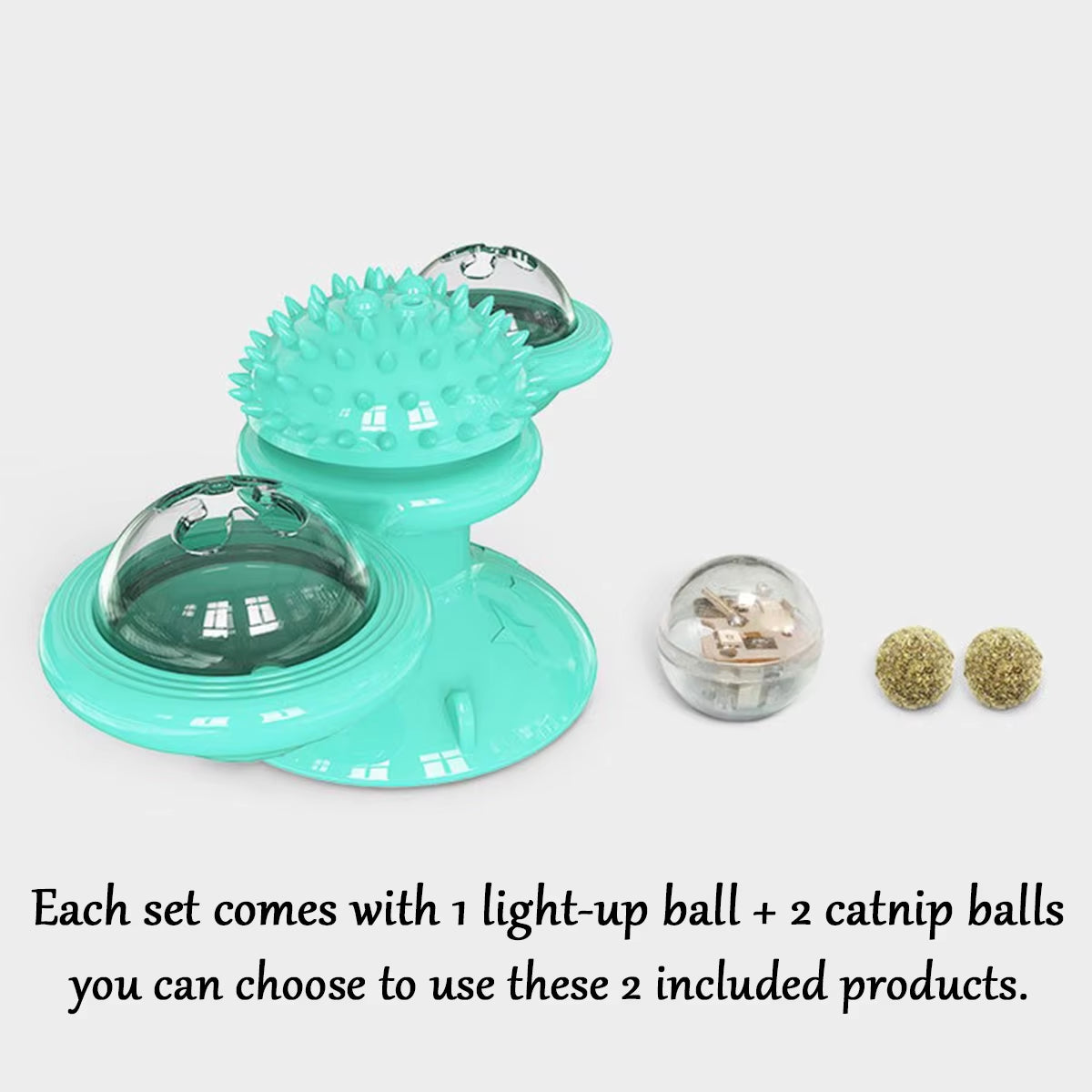 Engaging Interactive Cat Toy with Glowing Ball & Catnip - Suction Cup Design for Fun Play and Dental Care