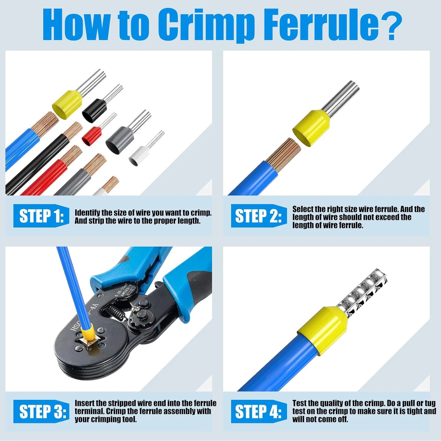Ultimate Ferrule Crimping Tool Kit - 1250PCS Wire Ferrules & Self-Adjustable Ratchet Crimper Set for Professional Results