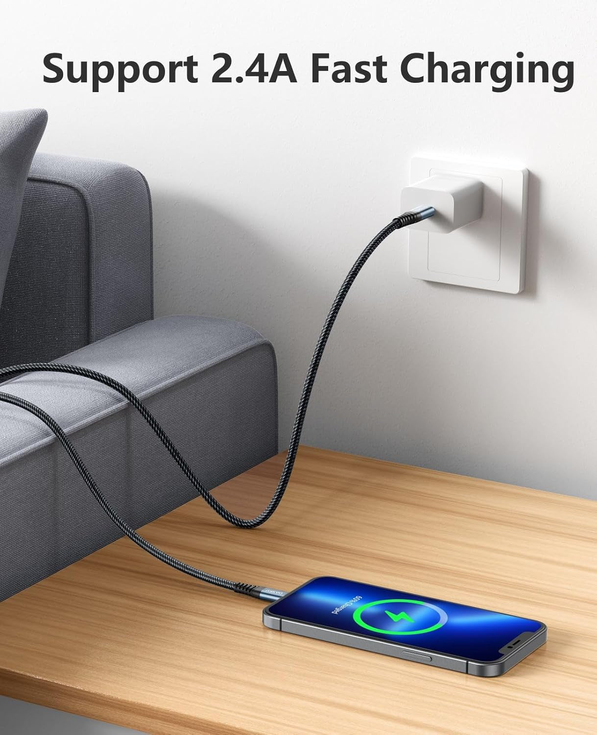 Ultra-Long 10Ft MFi Certified iPhone Charger Cable - 3 Pack Braided Lightning Cords for All iPhone Models & iPad