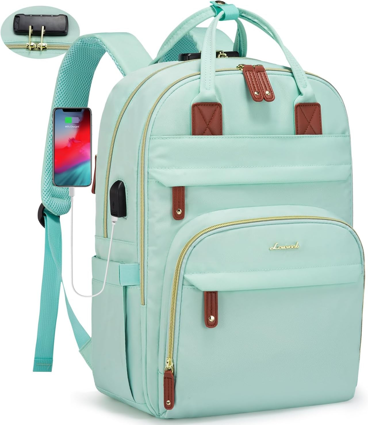 LOVEVOOK Anti-Theft Laptop Backpack - Stylish & Functional for Work, Travel, and Adventures - Fits 15.6" Laptops - Unisex Grey Design