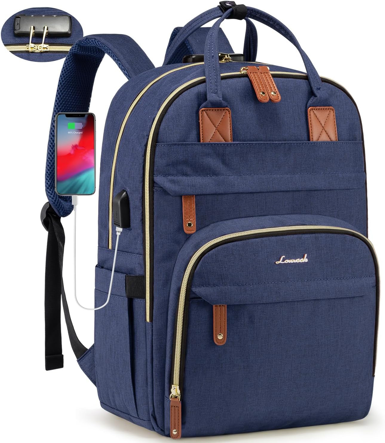 LOVEVOOK Anti-Theft Laptop Backpack - Stylish & Functional for Work, Travel, and Adventures - Fits 15.6" Laptops - Unisex Grey Design