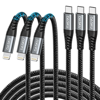 Ultra-Long 10Ft MFi Certified iPhone Charger Cable - 3 Pack Braided Lightning Cords for All iPhone Models & iPad