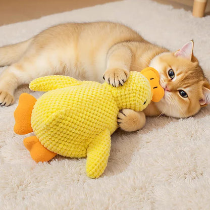 Bite-Resistant Plush Cartoon Yellow Duck Dog Toy - Perfect Sound-Relief Companion for Dogs of All Sizes!
