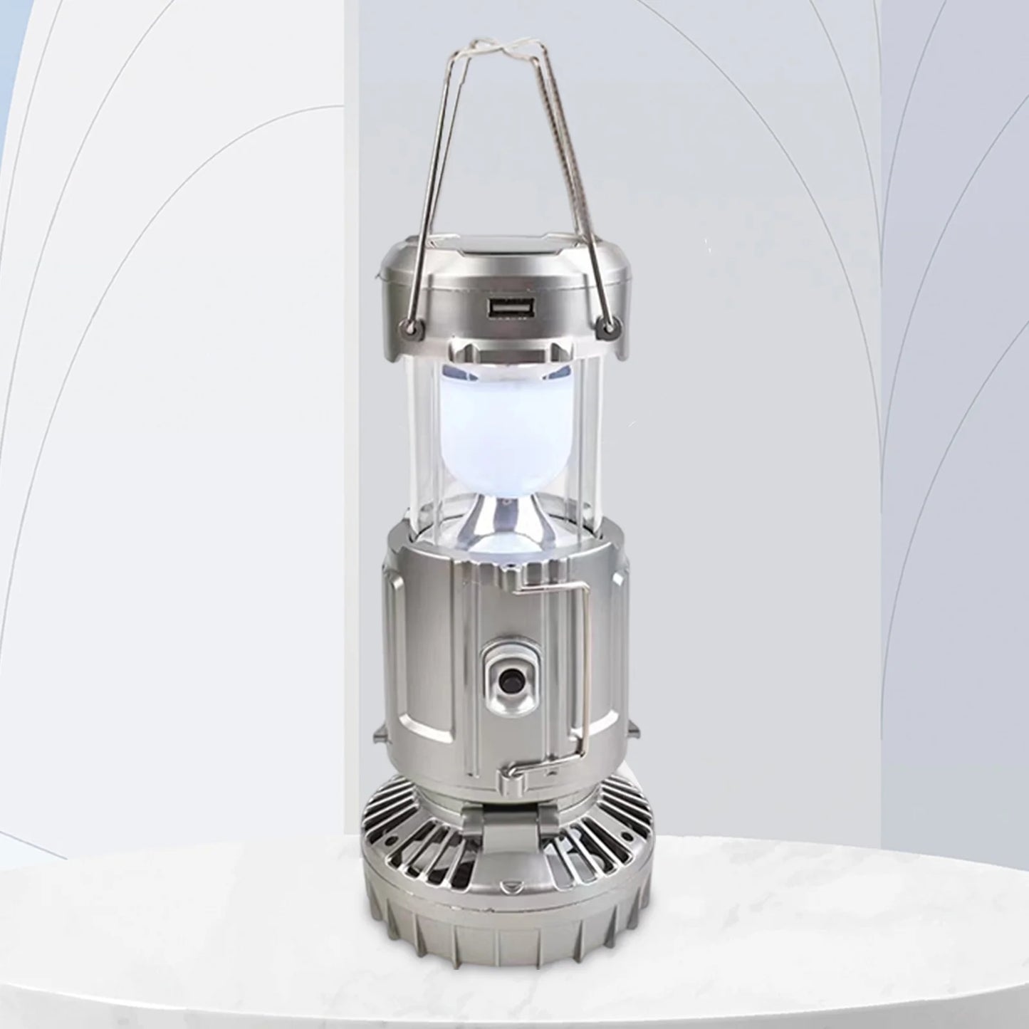 Ultimate Solar Rechargeable LED Lantern Fan - 1500mAh Waterproof, Foldable & Portable for Camping and Hiking Adventures