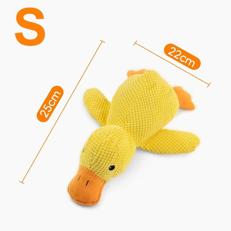 Bite-Resistant Plush Cartoon Yellow Duck Dog Toy - Perfect Sound-Relief Companion for Dogs of All Sizes!