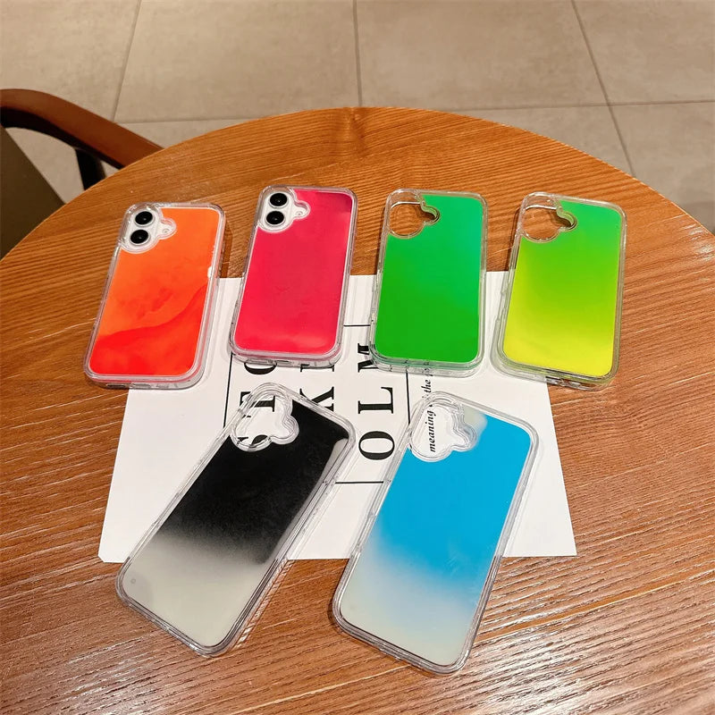 Luminous Quicksand Glitter Liquid Phone Case for iPhone 13-16 Pro Max - Dark Glow Shell for Trendy Girls