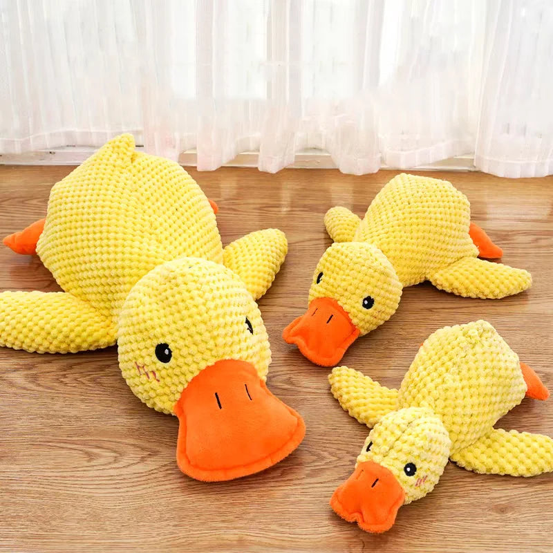 Bite-Resistant Plush Cartoon Yellow Duck Dog Toy - Perfect Sound-Relief Companion for Dogs of All Sizes!