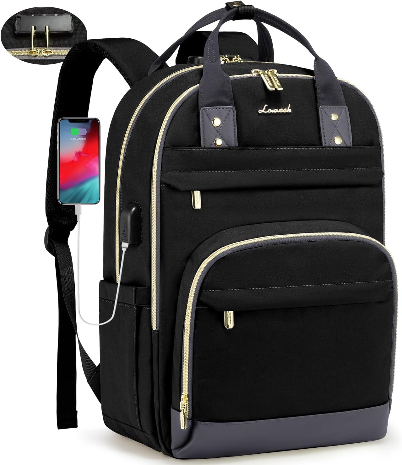 LOVEVOOK Anti-Theft Laptop Backpack - Stylish & Functional for Work, Travel, and Adventures - Fits 15.6" Laptops - Unisex Grey Design