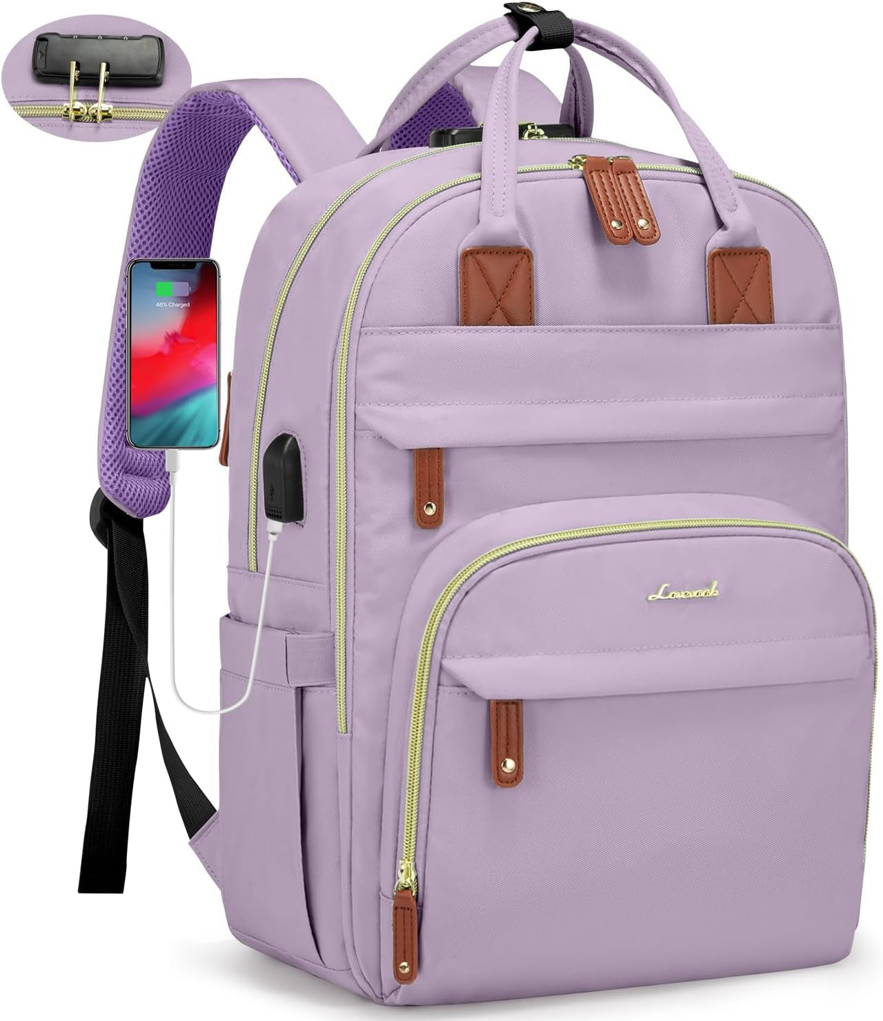 LOVEVOOK Anti-Theft Laptop Backpack - Stylish & Functional for Work, Travel, and Adventures - Fits 15.6" Laptops - Unisex Grey Design